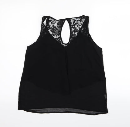 2 bone Womens Black Floral  Basic Tank Size M