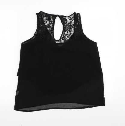 2 bone Womens Black Floral  Basic Tank Size M
