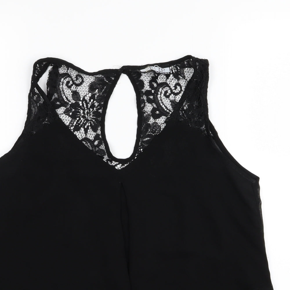 2 bone Womens Black Floral  Basic Tank Size M