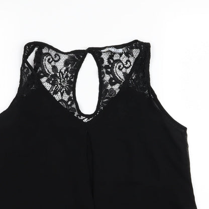 2 bone Womens Black Floral  Basic Tank Size M