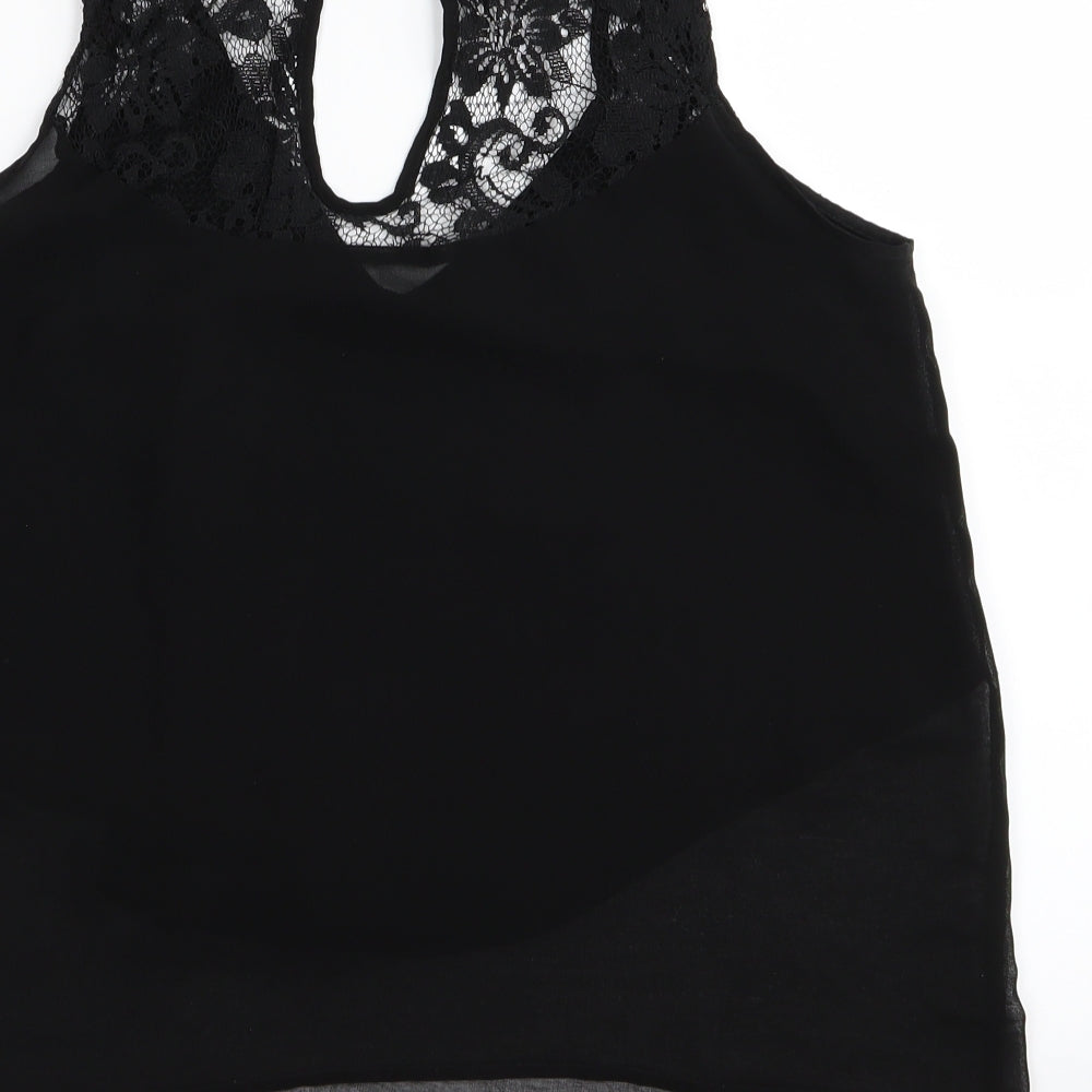 2 bone Womens Black Floral  Basic Tank Size M