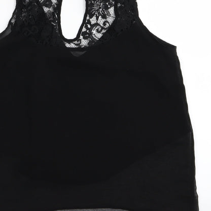 2 bone Womens Black Floral  Basic Tank Size M