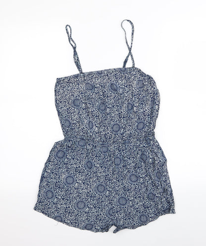 vero Womens Blue Geometric  Playsuit One-Piece Size S