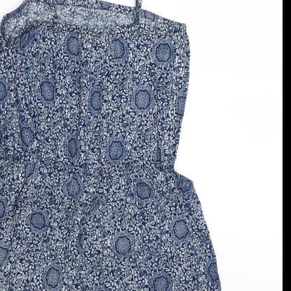 vero Womens Blue Geometric  Playsuit One-Piece Size S