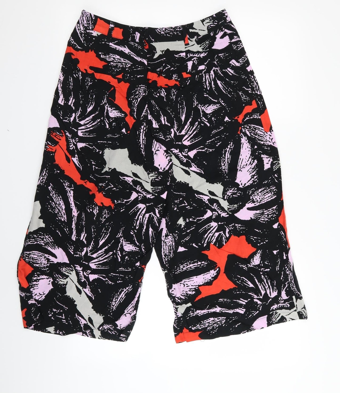 Womens UK Size 10 Papaya Regular Fit Capri Black Trousers