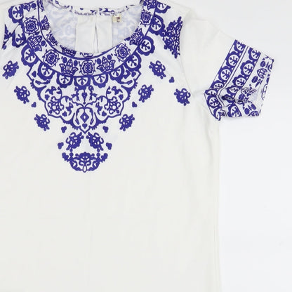 Preworn Womens White Geometric  A-Line  Size M