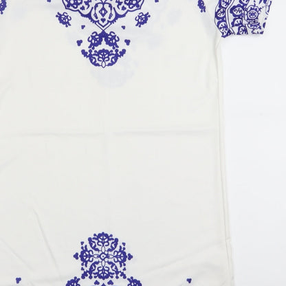 Preworn Womens White Geometric  A-Line  Size M