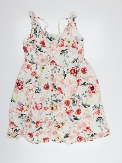 Jaqueline deYong Womens White Floral  Fit & Flare  Size 6