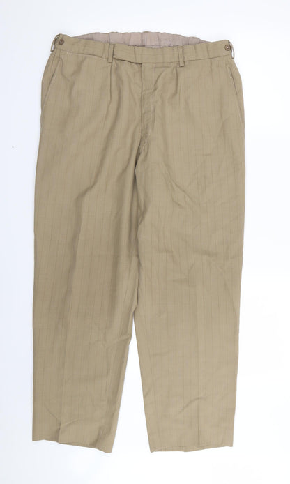 Preworn Mens Beige Striped  Trousers  Size 32 in L27 in