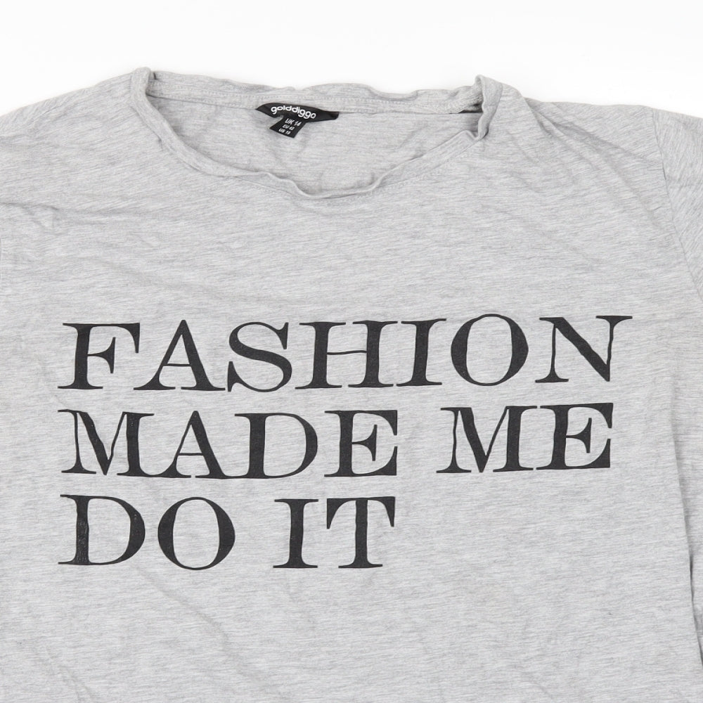 Golddigga Womens Grey   Basic T-Shirt Size 14  - FASHION MADE ME DO IT