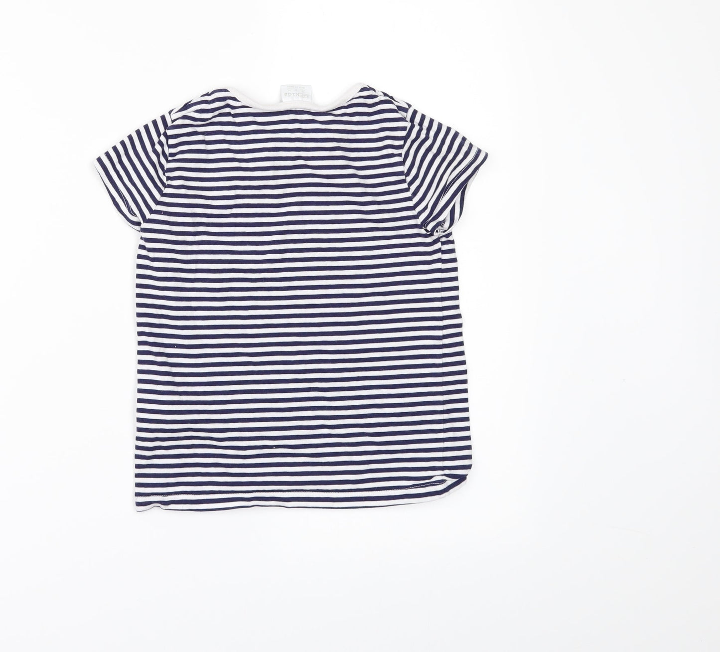 F&F Girls White Striped  Basic T-Shirt Size 5-6 Years