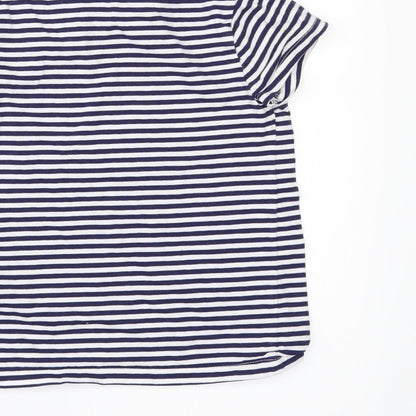 F&F Girls White Striped  Basic T-Shirt Size 5-6 Years