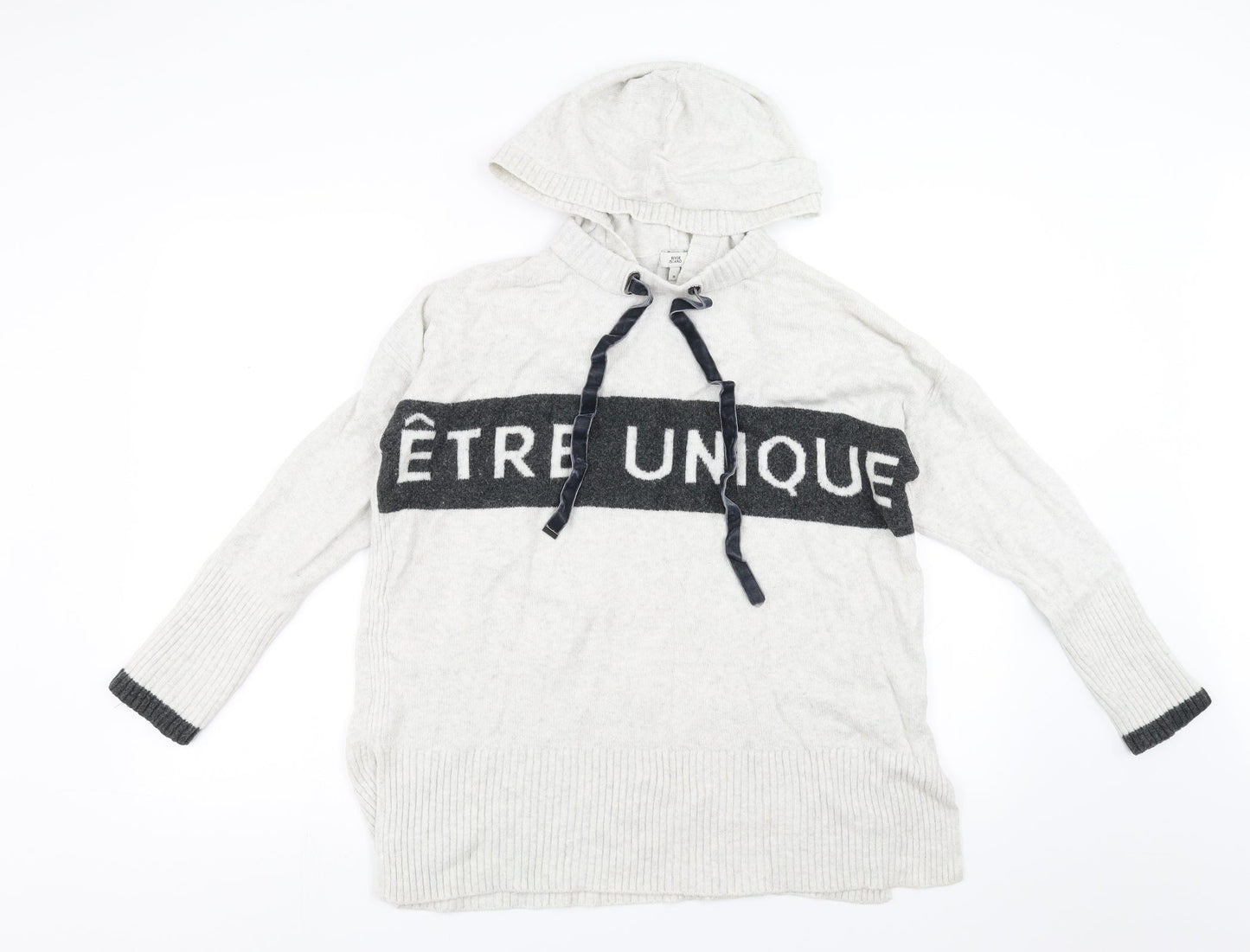 River Island Womens Grey   Pullover Hoodie Size 8  - etre unique