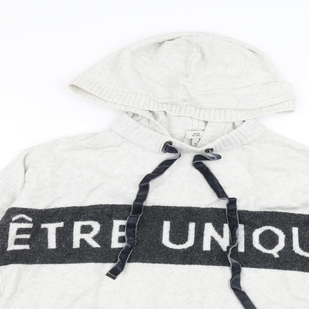River Island Womens Grey   Pullover Hoodie Size 8  - etre unique