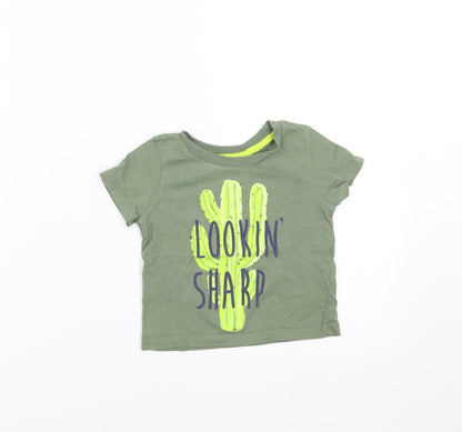 Primark Baby Green   Basic T-Shirt Size 9-12 Months  - cactus