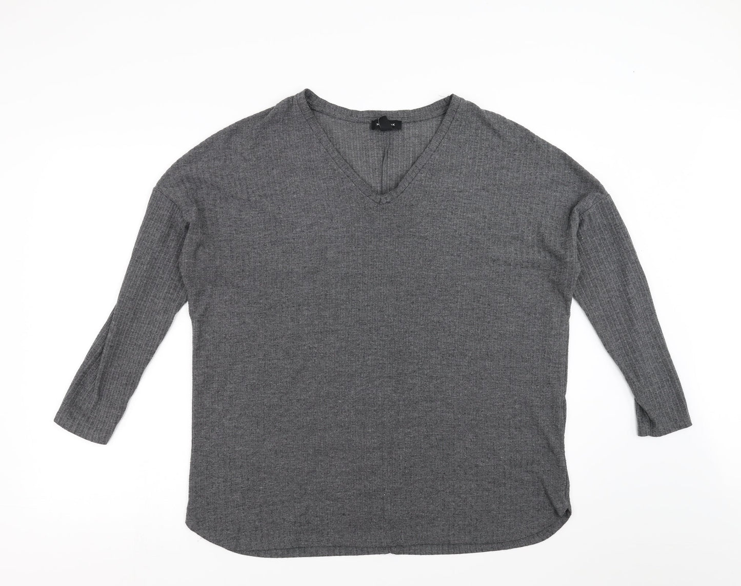 Womens UK Size 10 New Look Grey Basic T-Shirt