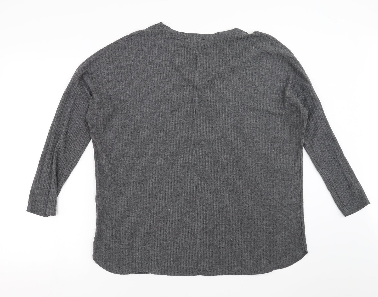 Womens UK Size 10 New Look Grey Basic T-Shirt