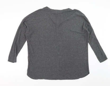 Womens UK Size 10 New Look Grey Basic T-Shirt