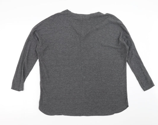 Womens UK Size 10 New Look Grey Basic T-Shirt