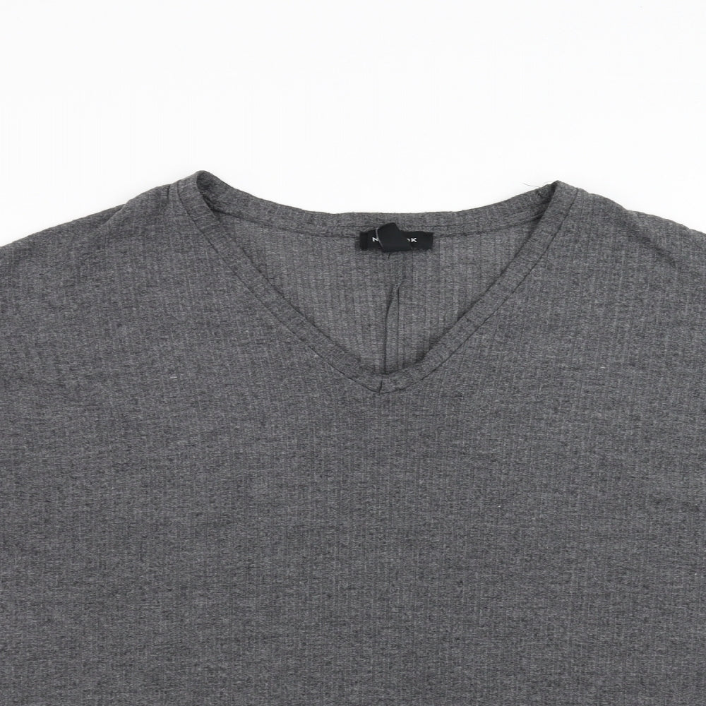 Womens UK Size 10 New Look Grey Basic T-Shirt