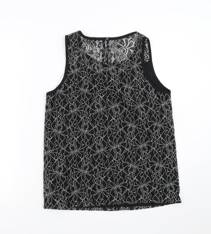 Papaya Womens Black Floral  Basic Blouse Size 10