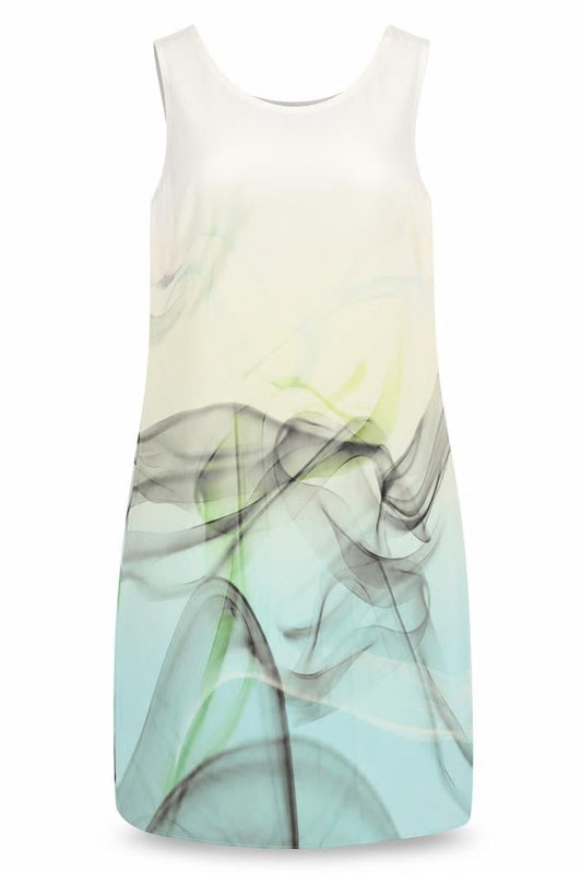 Front view of Principles women’s green shift, size UK 8, - abstract design