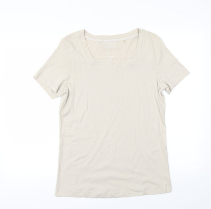 Womens UK Size M Essentials Beige Basic T-Shirt