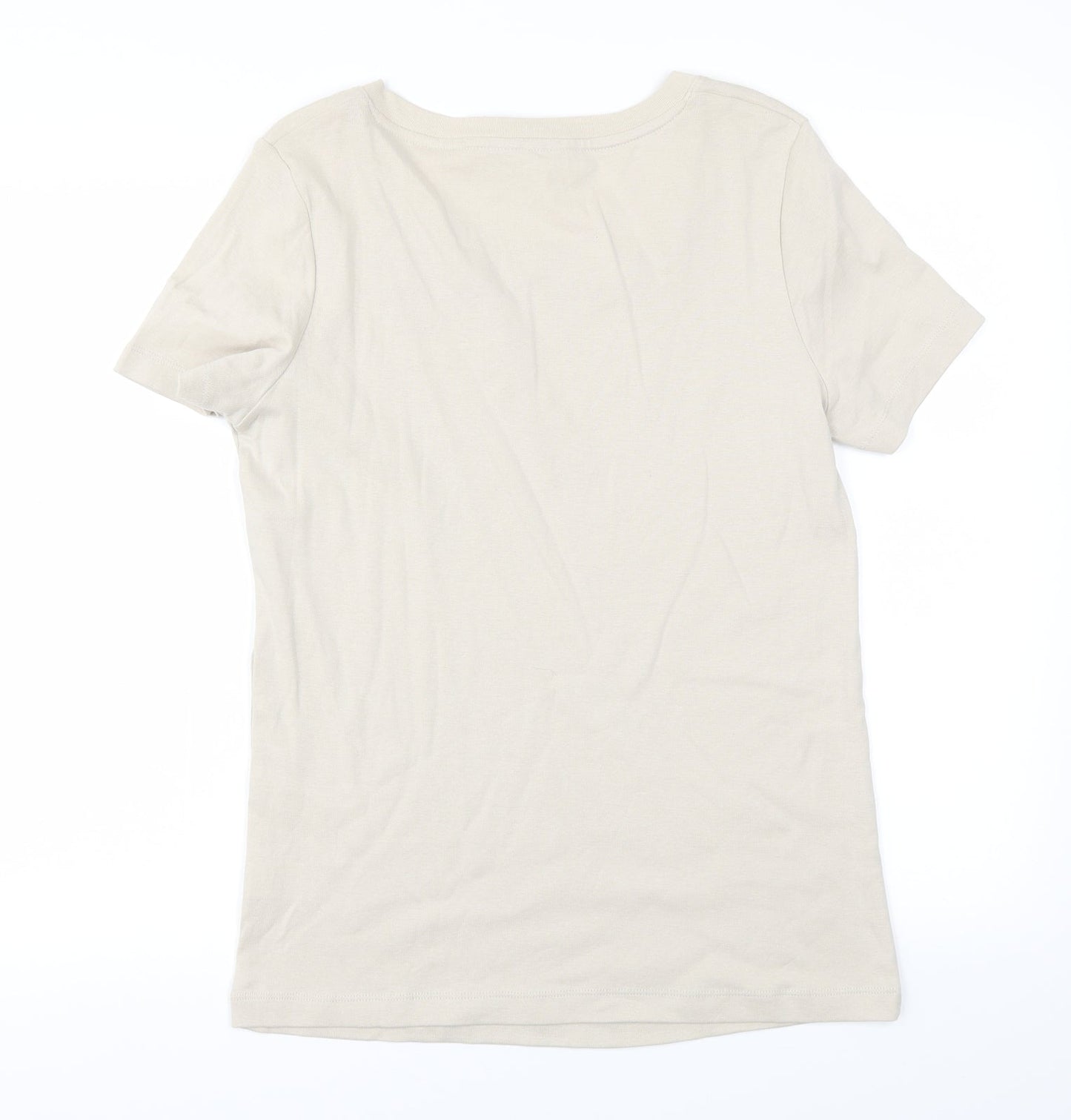 Womens UK Size M Essentials Beige Basic T-Shirt