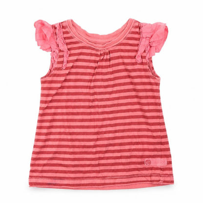 Next  Girls Pink Striped  Basic T-Shirt Size 2-3 Years