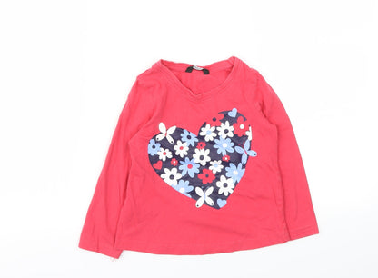 George Girls Orange Animal Print  Basic T-Shirt Size 2-3 Years