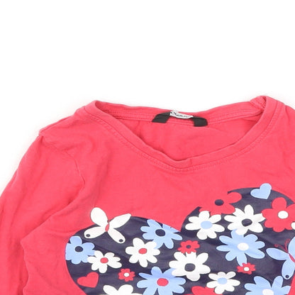 George Girls Orange Animal Print  Basic T-Shirt Size 2-3 Years