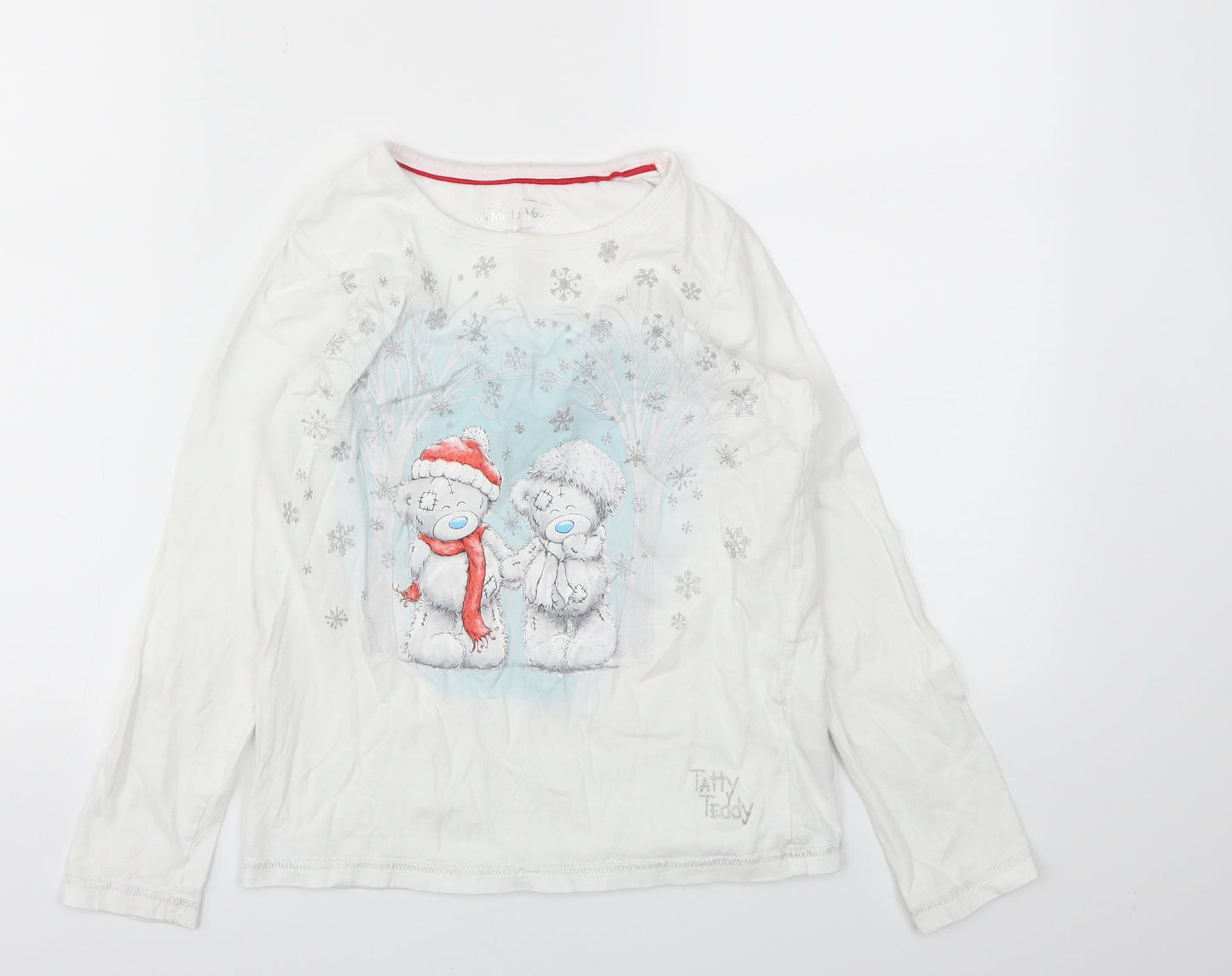 M&S Girls White Animal Print  Basic T-Shirt Size 9-10 Years