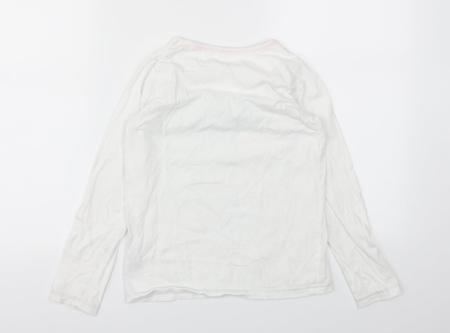 M&S Girls White Animal Print  Basic T-Shirt Size 9-10 Years