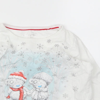M&S Girls White Animal Print  Basic T-Shirt Size 9-10 Years