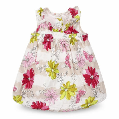 Front view of Next girls’ pink floral fit & flare, size 3-6, months