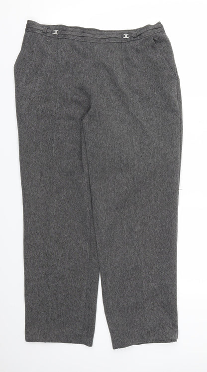 M&S Womens Grey   Trousers  Size 14 L26 in - Stretch waistband