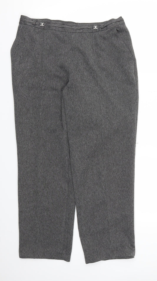 M&S Womens Grey   Trousers  Size 14 L26 in - Stretch waistband