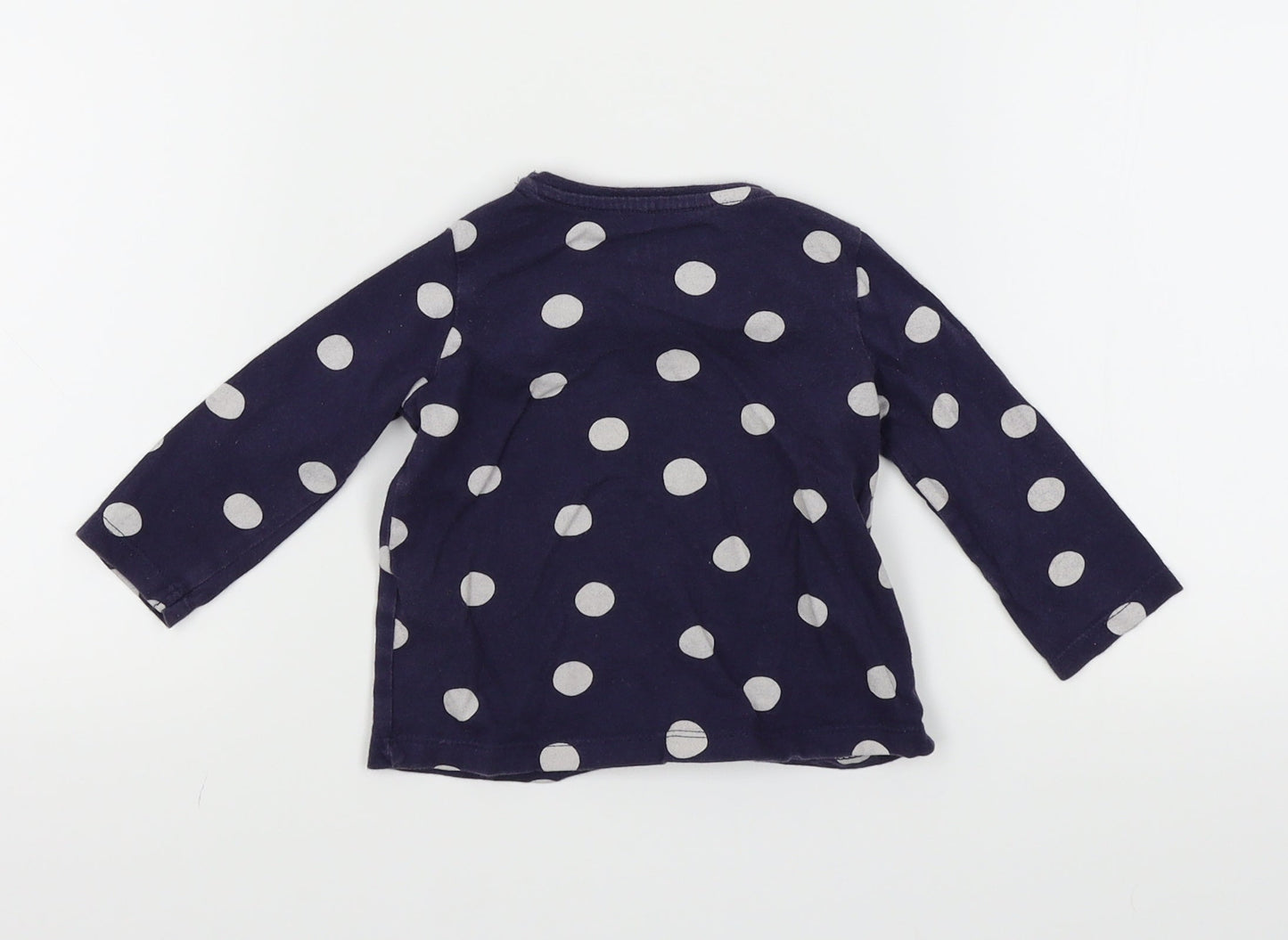 FRED&FLO Girls Blue Spotted  Basic T-Shirt Size 0-3 Months