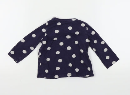 FRED&FLO Girls Blue Spotted  Basic T-Shirt Size 0-3 Months