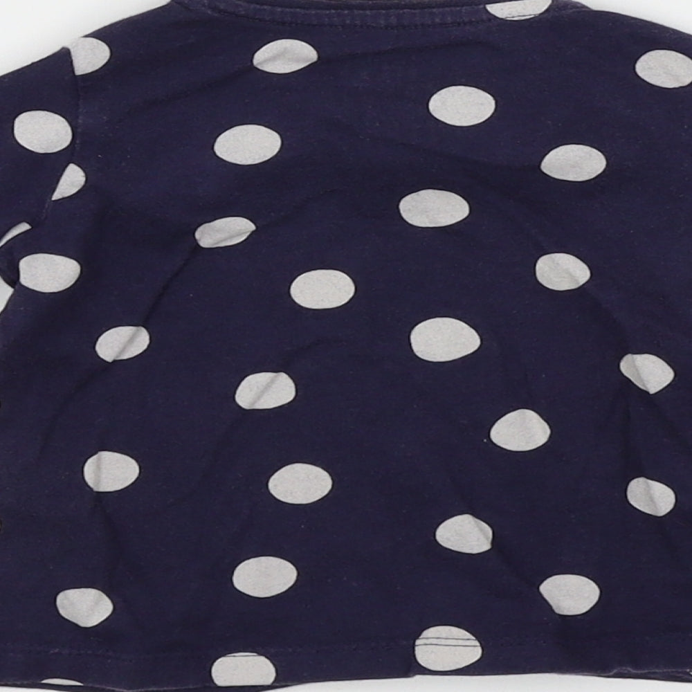 FRED&FLO Girls Blue Spotted  Basic T-Shirt Size 0-3 Months