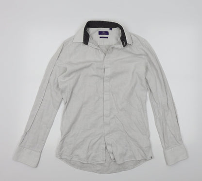 Mens UK Size 15 NEXT White  Button-Up Long Sleeve Casual Shirt