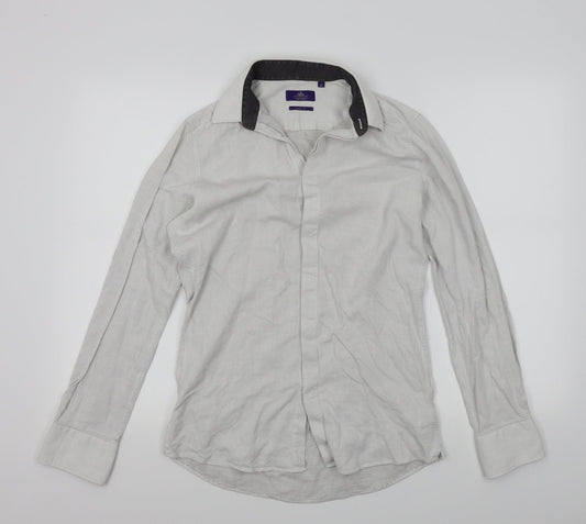 Mens UK Size 15 NEXT White  Button-Up Long Sleeve Casual Shirt