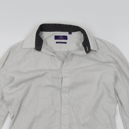 Mens UK Size 15 NEXT White  Button-Up Long Sleeve Casual Shirt