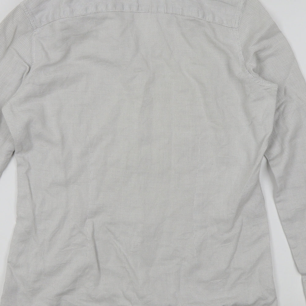 Mens UK Size 15 NEXT White  Button-Up Long Sleeve Casual Shirt