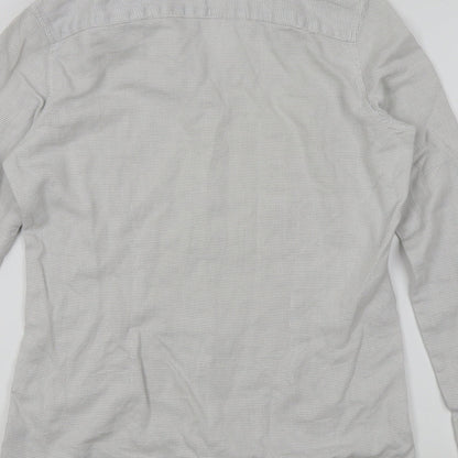 Mens UK Size 15 NEXT White  Button-Up Long Sleeve Casual Shirt