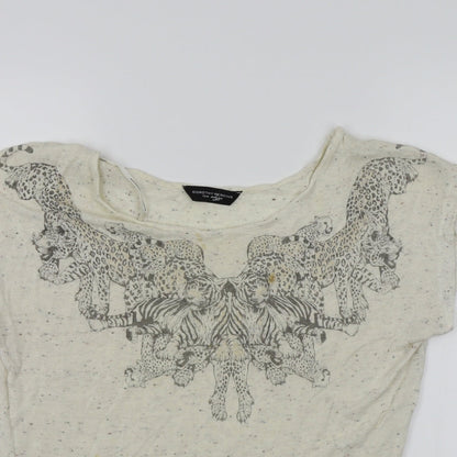 Dorothy Perkins Womens Beige Colourblock  Basic T-Shirt Size 12  - Animal face