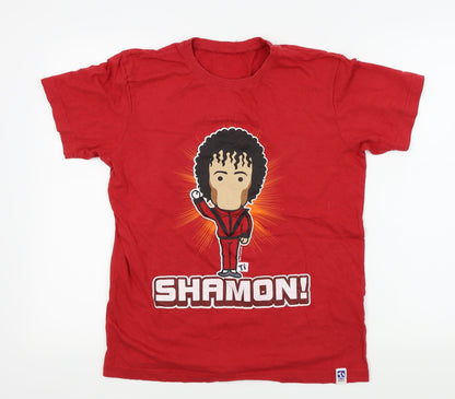 Preworn Mens Red Colourblock   T-Shirt Size S  - SHAMON