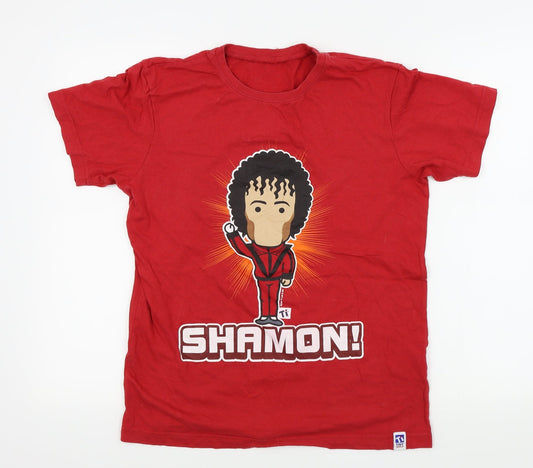 Preworn Mens Red Colourblock   T-Shirt Size S  - SHAMON