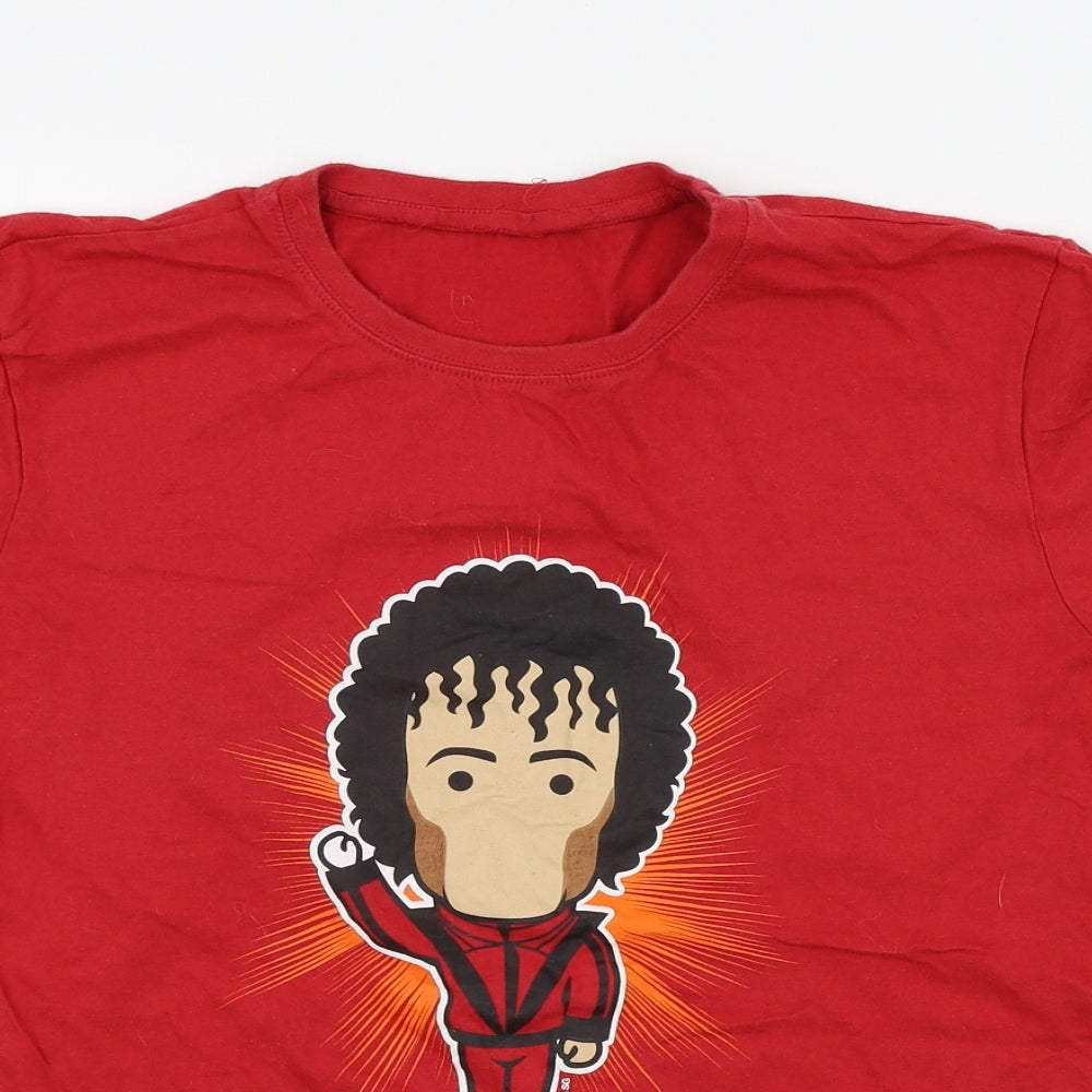 Preworn Mens Red Colourblock   T-Shirt Size S  - SHAMON