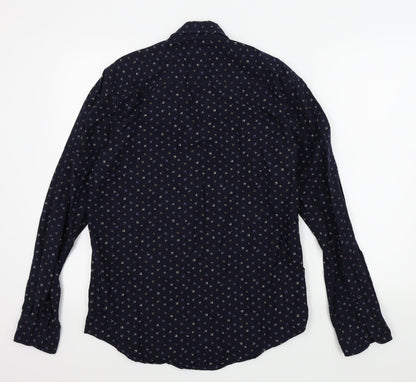 F&F Mens Blue Geometric   Button-Up Size M